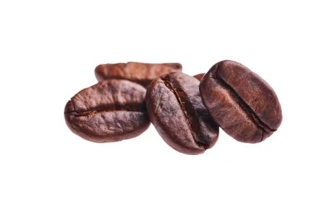 Coffee grains on the white background Stock Photos