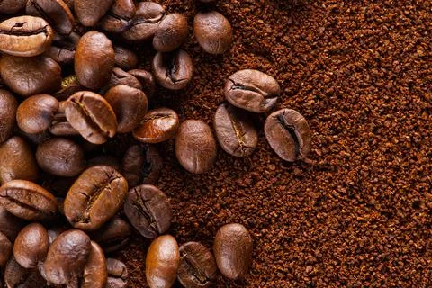 Coffee grind texture background , banner. coffee powder abstract background Stock Photos