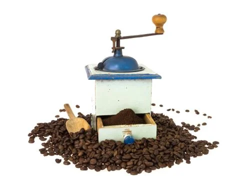 Coffee grinder and beans Foto stock