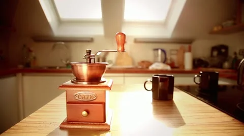 Coffee Grinder in a beautiful sunlight Video stock 10902189