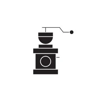 Coffee grinder black vector concept icon. Coffee grinder flat illustration, sign Stock Illustration