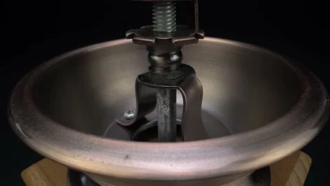 Coffee grinder with coffee beans close-up macro Stockbeeldmateriaal 159736448