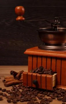 Coffee grinder with coffee beans Stock Photos