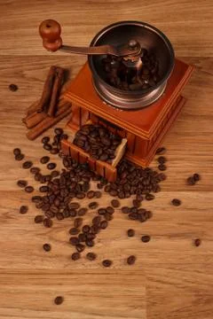 Coffee grinder with coffee beans Stock Photos