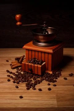 Coffee grinder with coffee beans Stock Photos