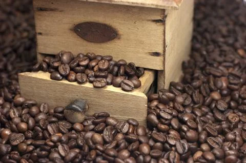 Coffee grinder, coffee beans Stock Photos