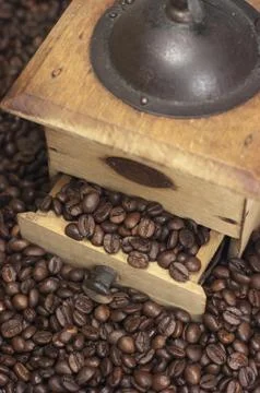 Coffee grinder, coffee beans Stock Photos