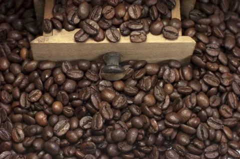 Coffee grinder, coffee beans Stock Photos