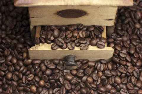 Coffee grinder, coffee beans Stock Photos
