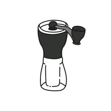 Coffee grinder doodle icon, vector color illustration Stock Illustration