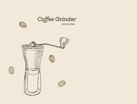 Coffee Grinder , hand draw vector. Stock Illustration