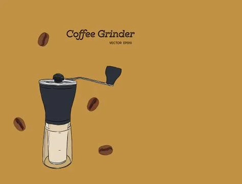 Coffee Grinder , hand draw vector. Stock Illustration