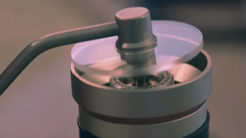 Coffee grinder handle placement Video stock 169260214