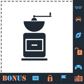 Coffee grinder icon flat Stock Illustration