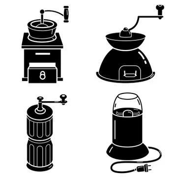 Coffee grinder icons set, simple style Stock Illustration