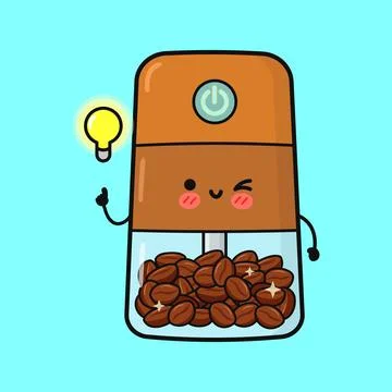 Coffee grinder mascot having a good idea inspiration Stock Illustration