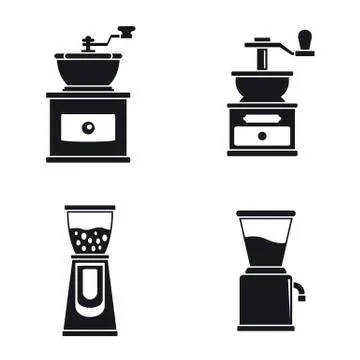 Coffee grinder mill icon set, simple style Illustrazione stock