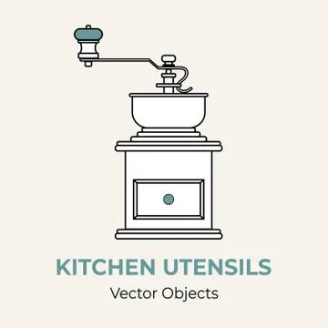 Coffee grinder mill vector illustration. Vector line illustration isolated co Stock Illustration