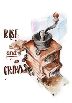 Coffee grinder with quote Illustration