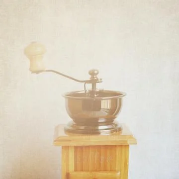 Coffee grinder with retro filter effect Stockfoto's