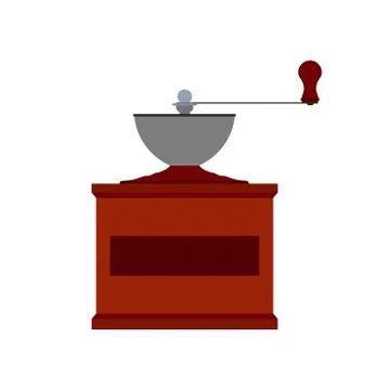 Coffee grinder side view beverage caffeine aroma vector icon. Wooden object e Stock Illustration