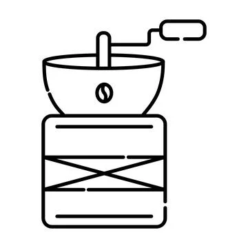 Coffee grinder simple black line icon Stock Illustration