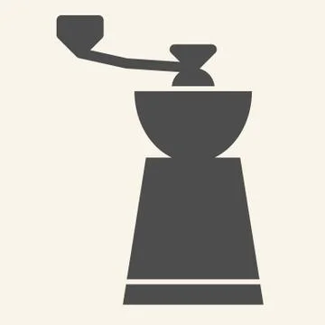 Coffee grinder solid icon. Coffee mill symbol, glyph style pictogram on beige Stock Illustration