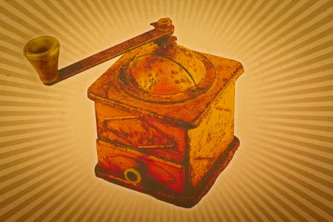 Coffee grinder vintage background Stock Illustration