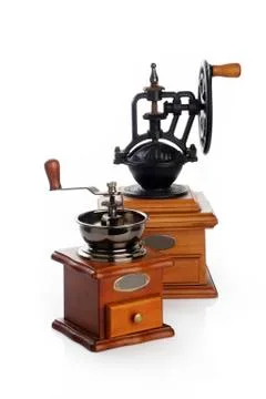 Coffee grinder on white background Stock Photos