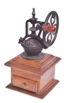 Coffee grinder on white Stockfoto's