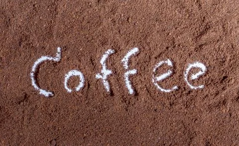 Coffee ground with coffee text 库存照片