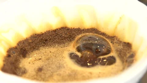 Coffee Grounds Bubbling Close Up Stock Footage 223231558