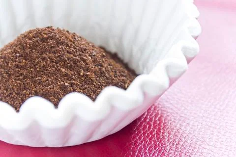 Coffee grounds filter Foto stock