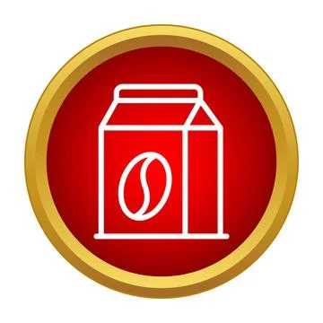 Coffee grounds packaging icon on red button Stock Illustration