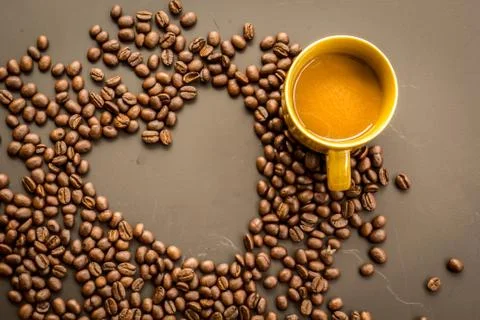 Coffee on grunge dark background Stock Photos