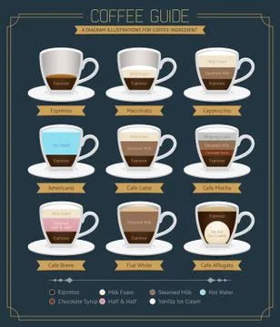 Coffee  Guide Diagram. Vector Illustrations. Stock Illustration