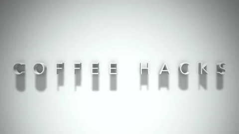 Coffee hacks 3D title animation white text on a white background Stock Footage 299749433