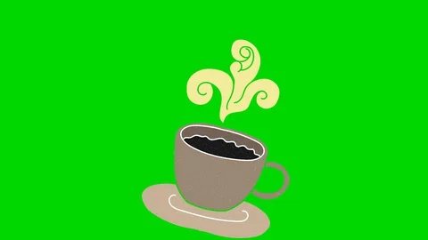 Coffee hand drawn green screen. floating loop animation Stock Footage 128070899