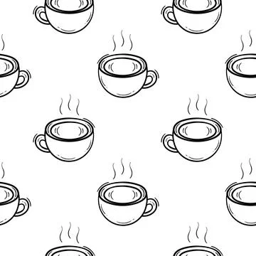 Coffee hand drawn seamless pattern Stock Illustration
