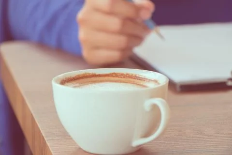Coffee with hand writing Stock Photos