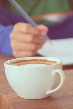 Coffee with hand writing Stock Photos