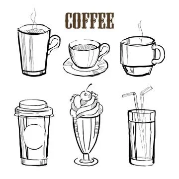 Coffee. Handdrawn Vector Set Stock Illustration