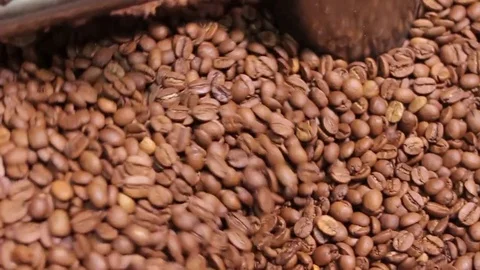 Coffee hands in a bag, roasted coffee Stock Footage 76267890