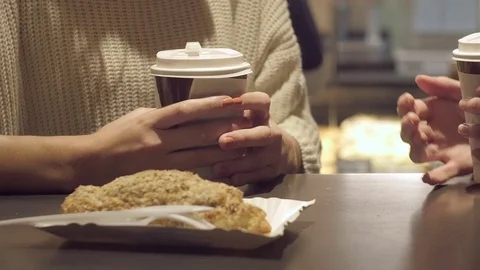 Coffee in hands in cafe Stock Footage 72621900
