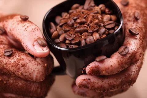 Coffee hands Stock Photos