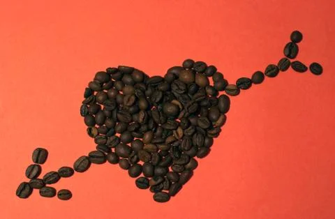 Coffee heart with arrow Stock Photos
