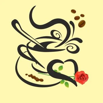 Coffee with heart, Stock Illustration
