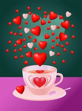 Coffee with heart, Stock Illustration