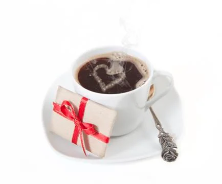 Coffee with heart Stock Photos