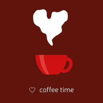 Coffee with heart steam Stock Illustration
